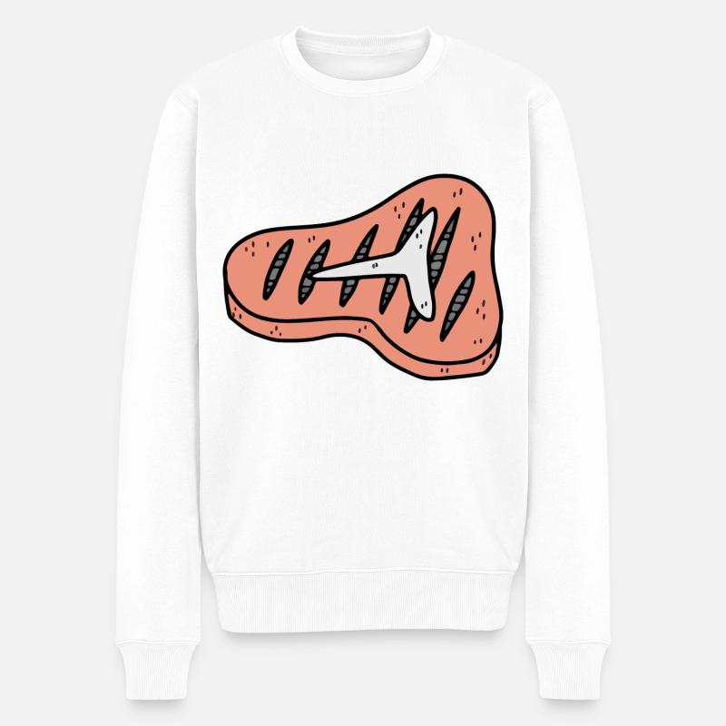 T-Bone Steak - Männer Premium Bio Pullover - Weiß