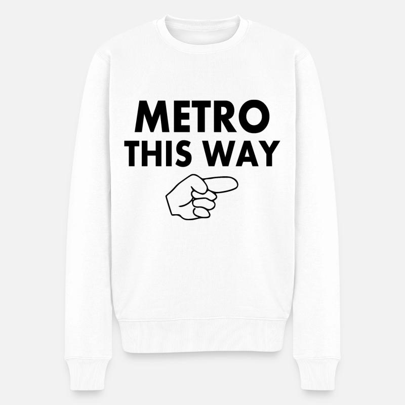 Metro this way - Pull Premium bio Homme - blanc