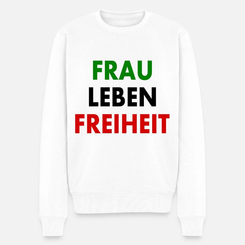 Frau leben freiheit - Männer Premium Bio Pullover - Weiß