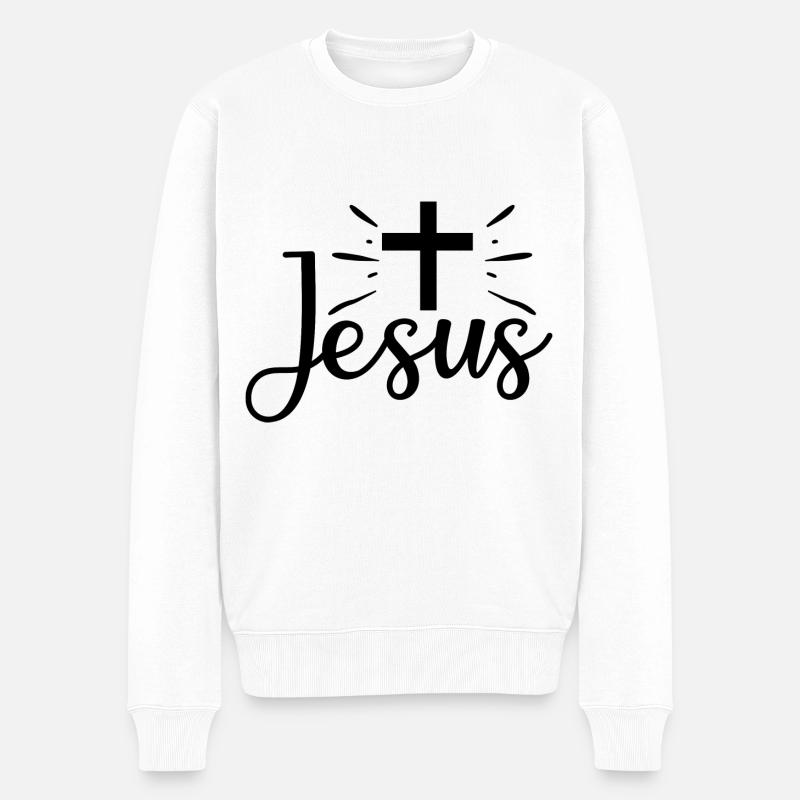 Kruzifix Jesus - Männer Premium Bio Pullover - Weiß