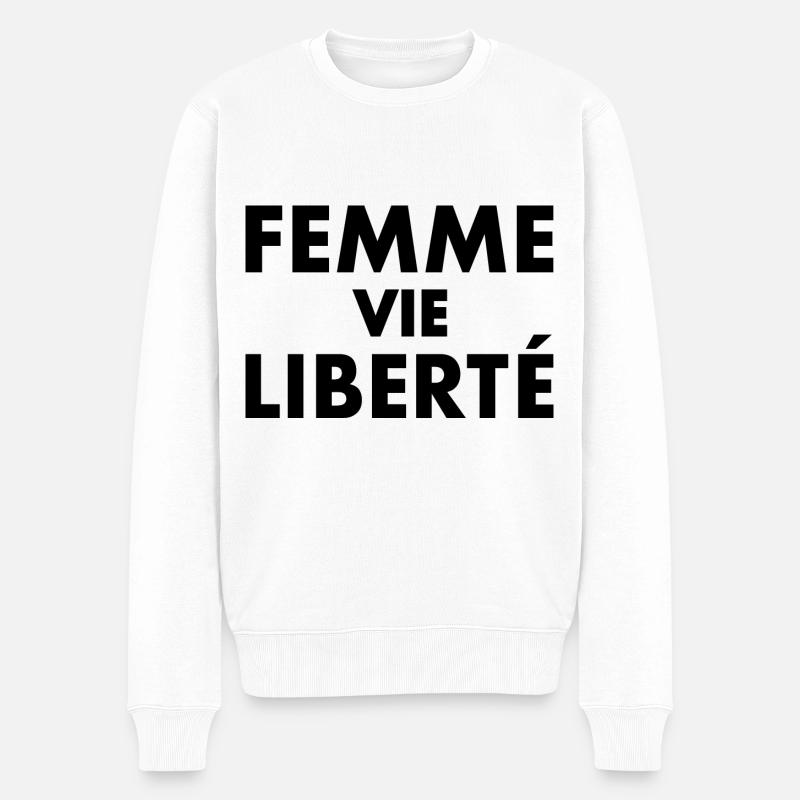 Femme vie liberté - Männer Premium Bio Pullover - Weiß