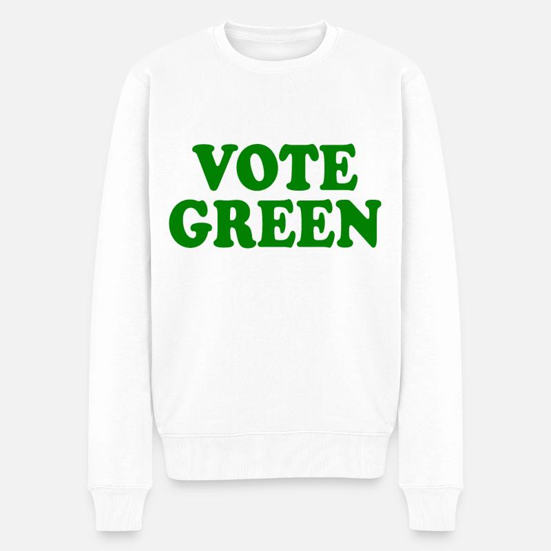 Vote green - Männer Premium Bio Pullover - Weiß