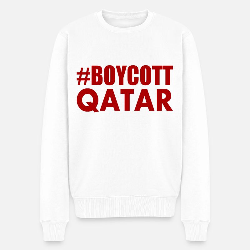 Boycott qatar - Männer Premium Bio Pullover - Weiß