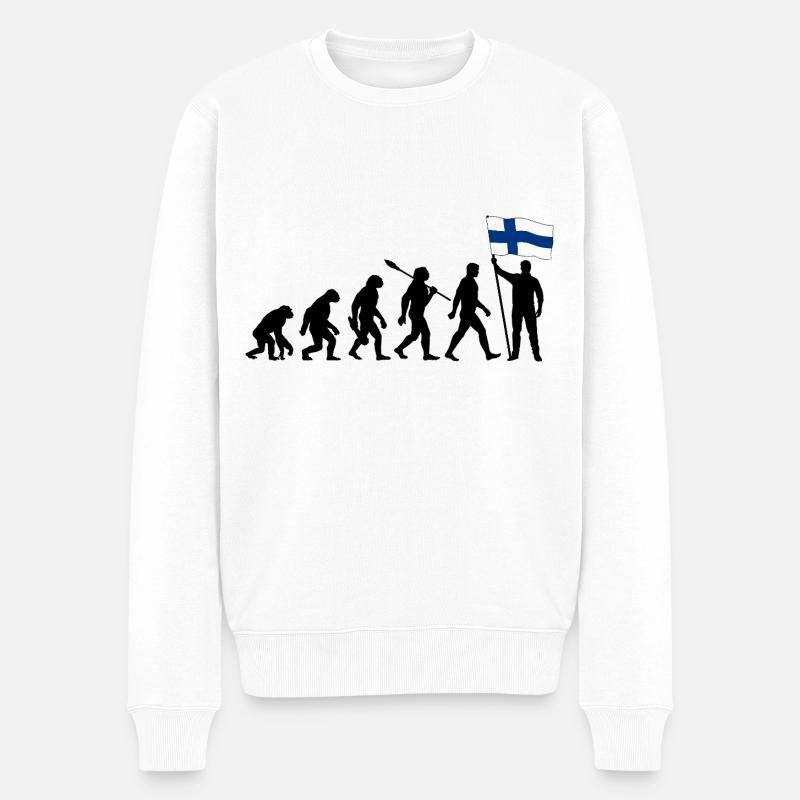 Finnland - Evolution - Flagge - Nation - Männer Premium Bio Pullover - Weiß