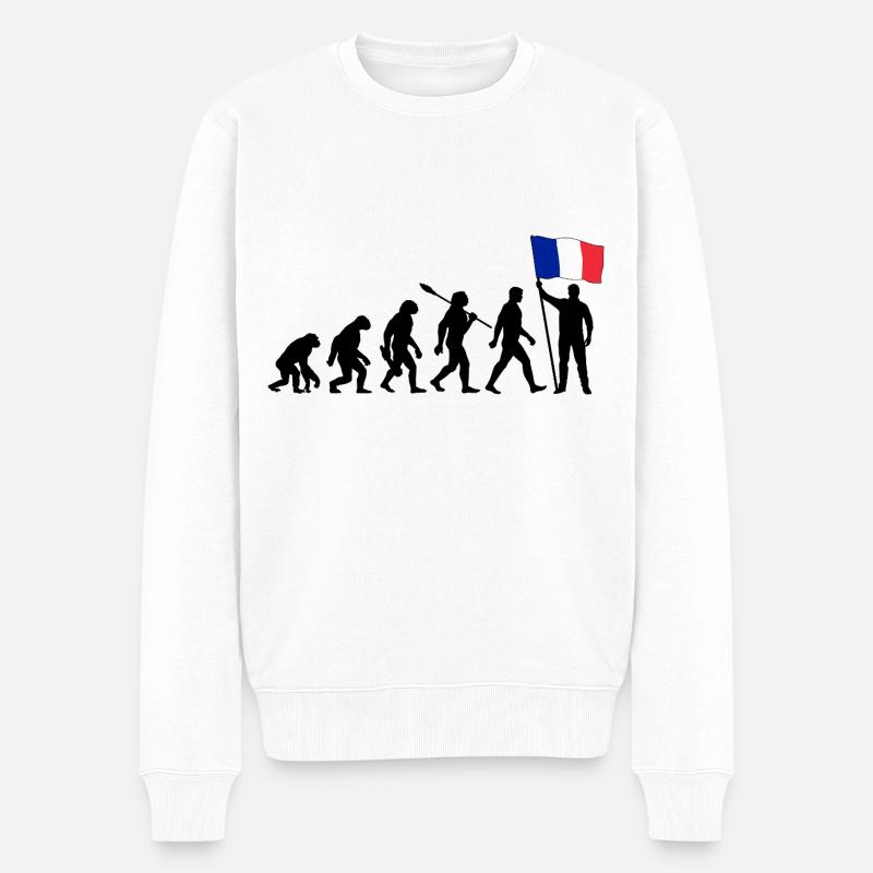Frankreich - Evolution - Flagge - Nation - Männer Premium Bio Pullover - Weiß