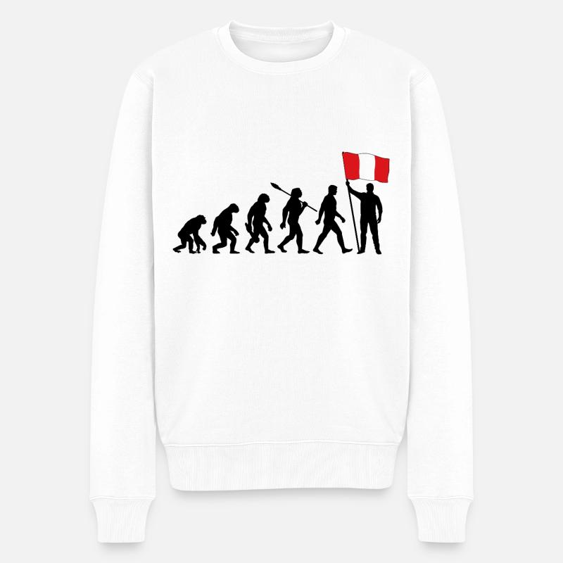 Peru - Evolution - Flagge - Nation - Männer Premium Bio Pullover - Weiß