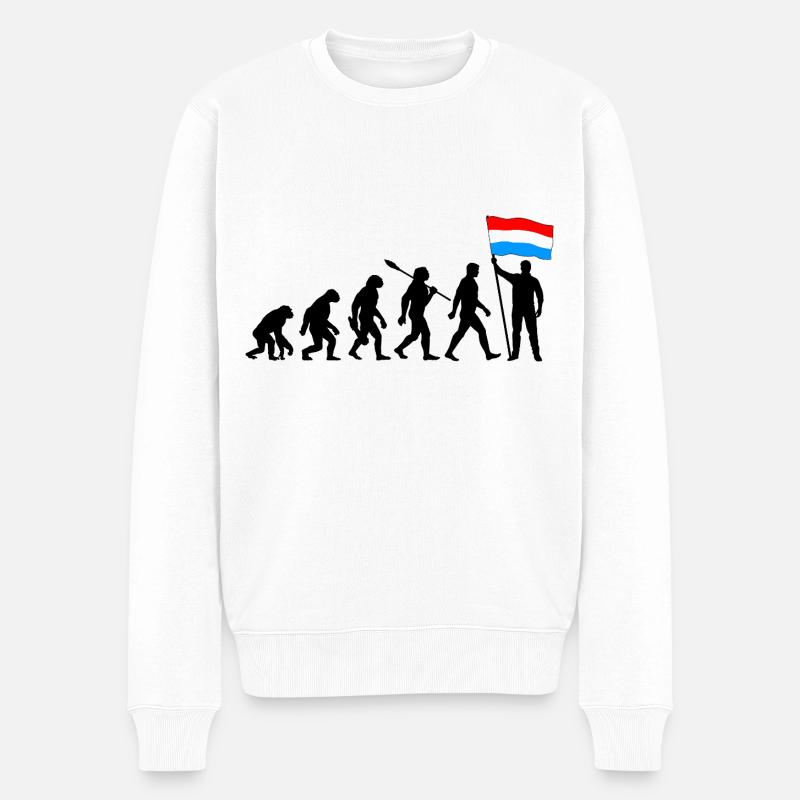 Luxemburg - Evolution - Flagge - Nation - Männer Premium Bio Pullover - Weiß