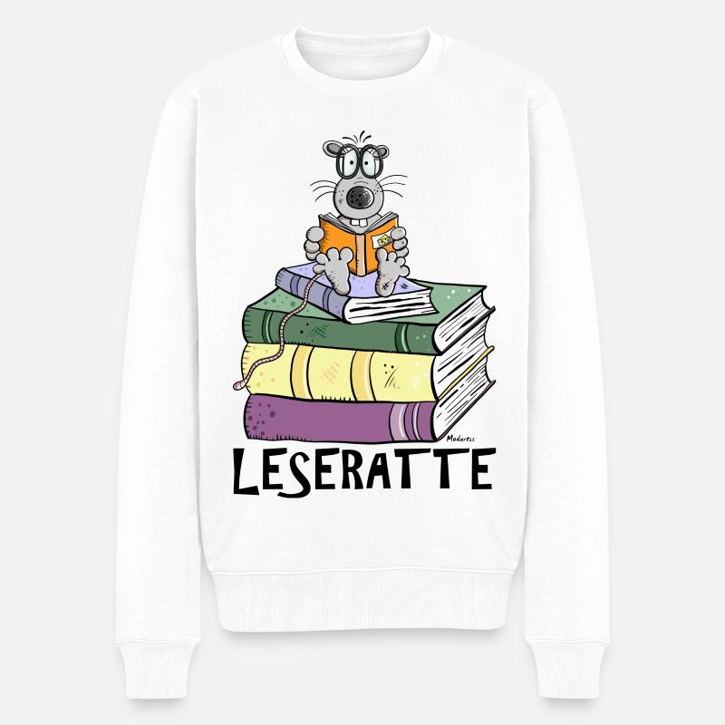 Leseratte - Männer Premium Bio Pullover - Weiß