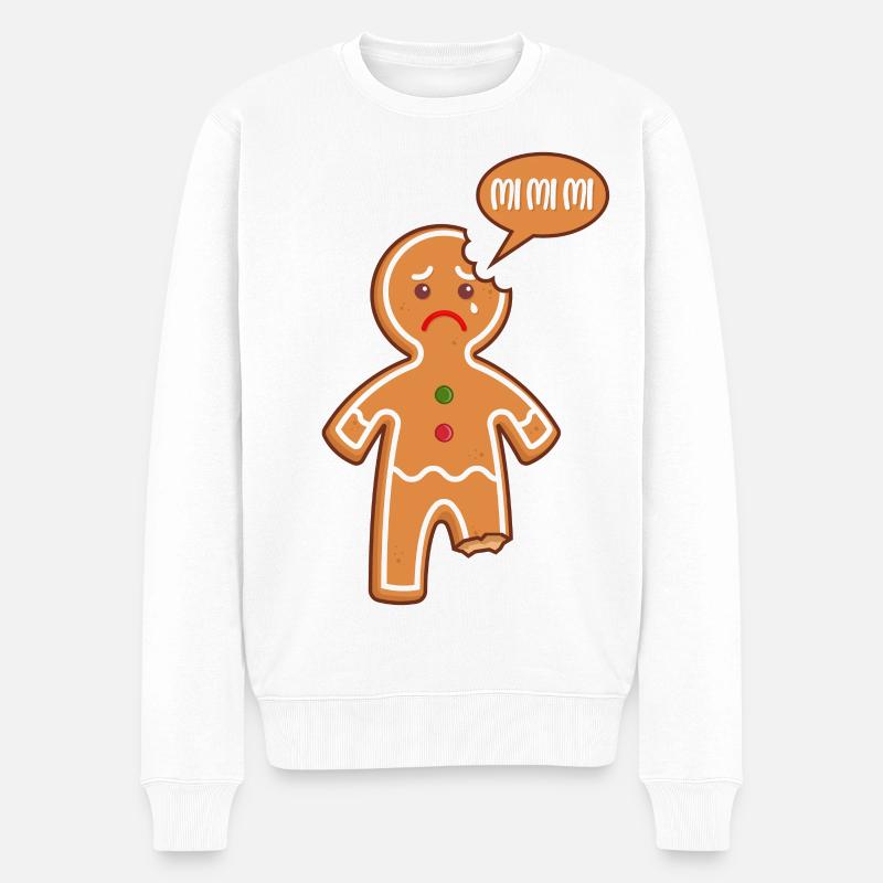 Lebkuchenmann Mi Mi Mi Mimimi Lustige Sprüche - Männer Premium Bio Pullover - Weiß