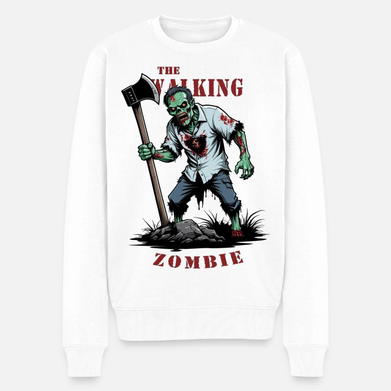 The Walking Zombie - Männer Premium Bio Pullover - Weiß