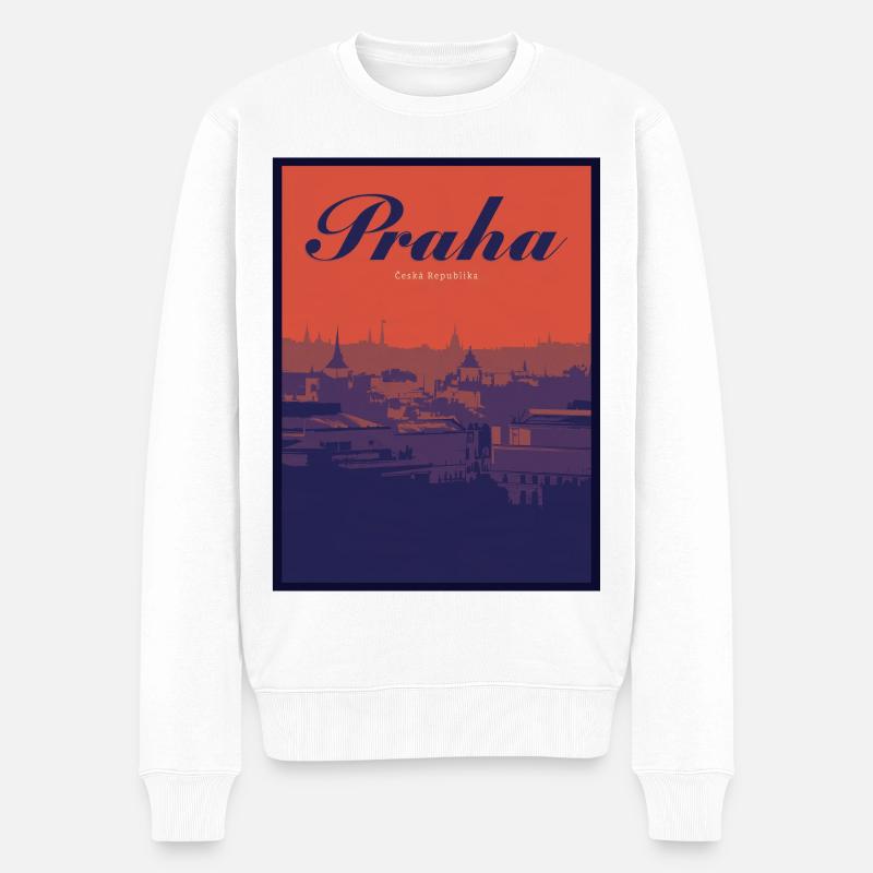 Paysage urbain en gradient de Praha - Pull Premium bio Homme - blanc