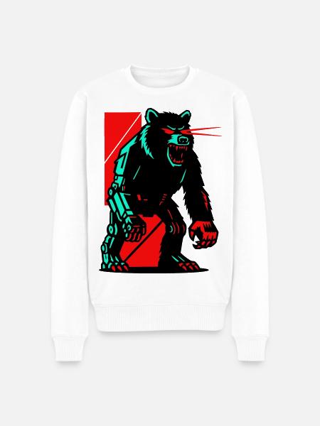 Mecha Techno Bear - Men's Premium Organic Jumper - white