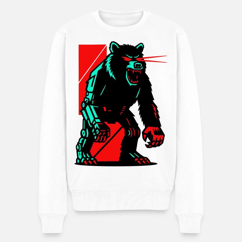 Mecha Techno Bär - Männer Premium Bio Pullover - Weiß