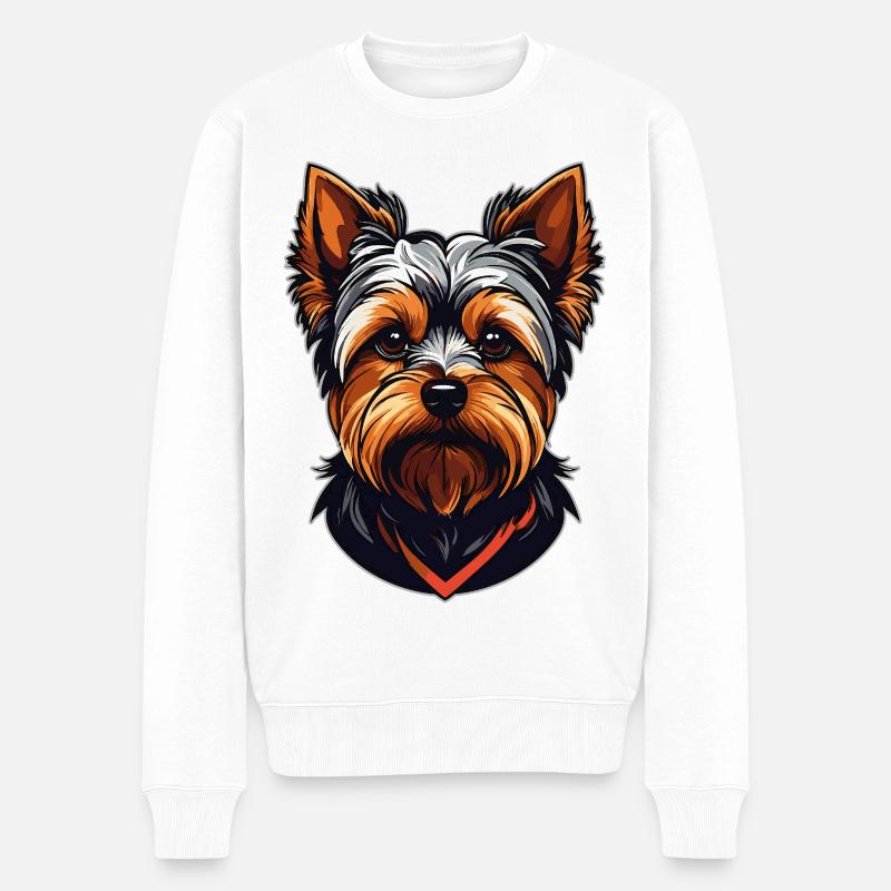 Yorkshire Terrier – Petit héros loyal - Pull Premium bio Homme - blanc