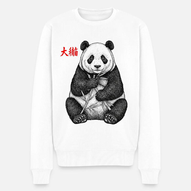 Asiatischer Panda - Männer Premium Bio Pullover - Weiß