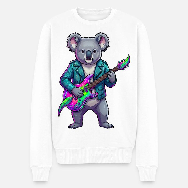 Koala Neon Guitar Hero - Pull Premium bio Homme - blanc