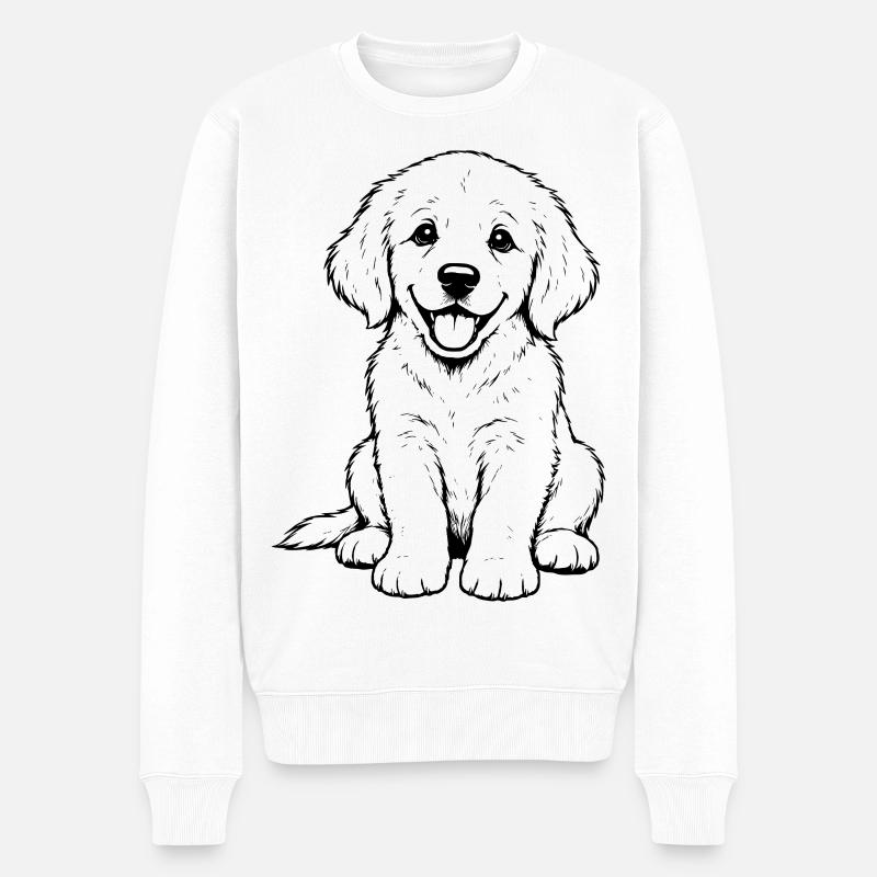 Golden_Retriever_Welpen_sitzend_schwarz - Männer Premium Bio Pullover - Weiß