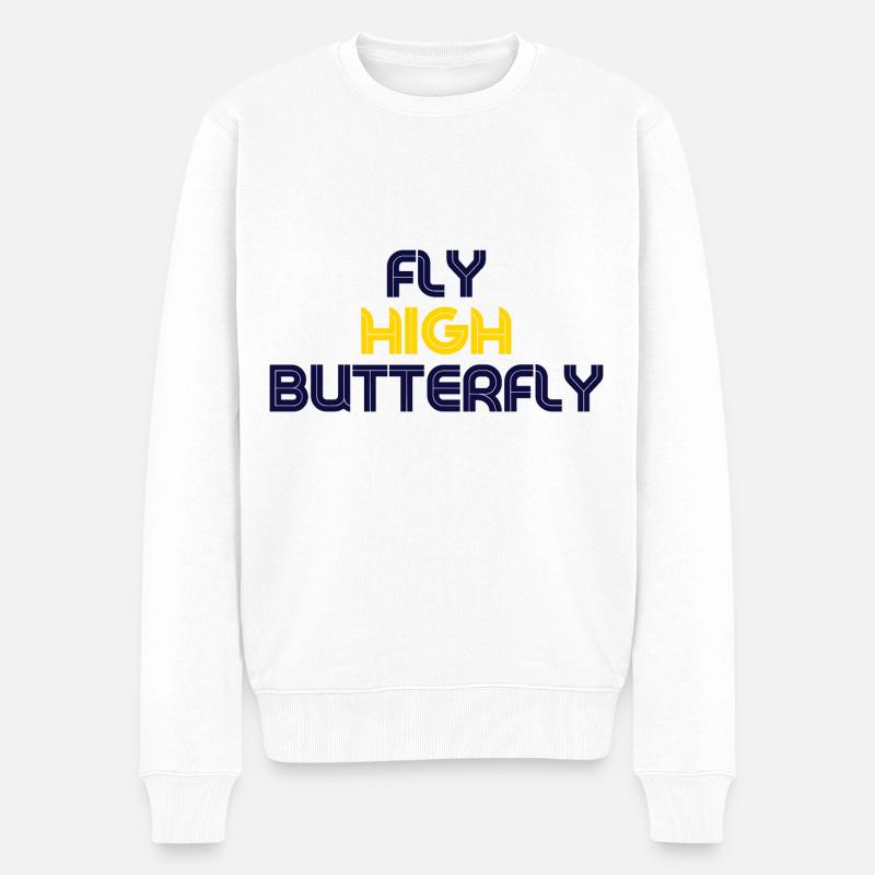 Schmetterling - Männer Premium Bio Pullover - Weiß