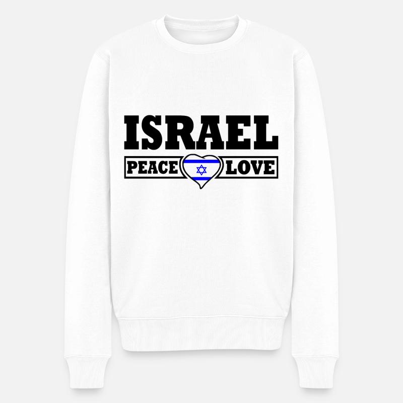 Israel - Männer Premium Bio Pullover - Weiß
