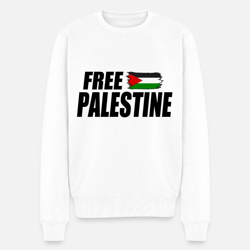 Free palestine - Männer Premium Bio Pullover - Weiß