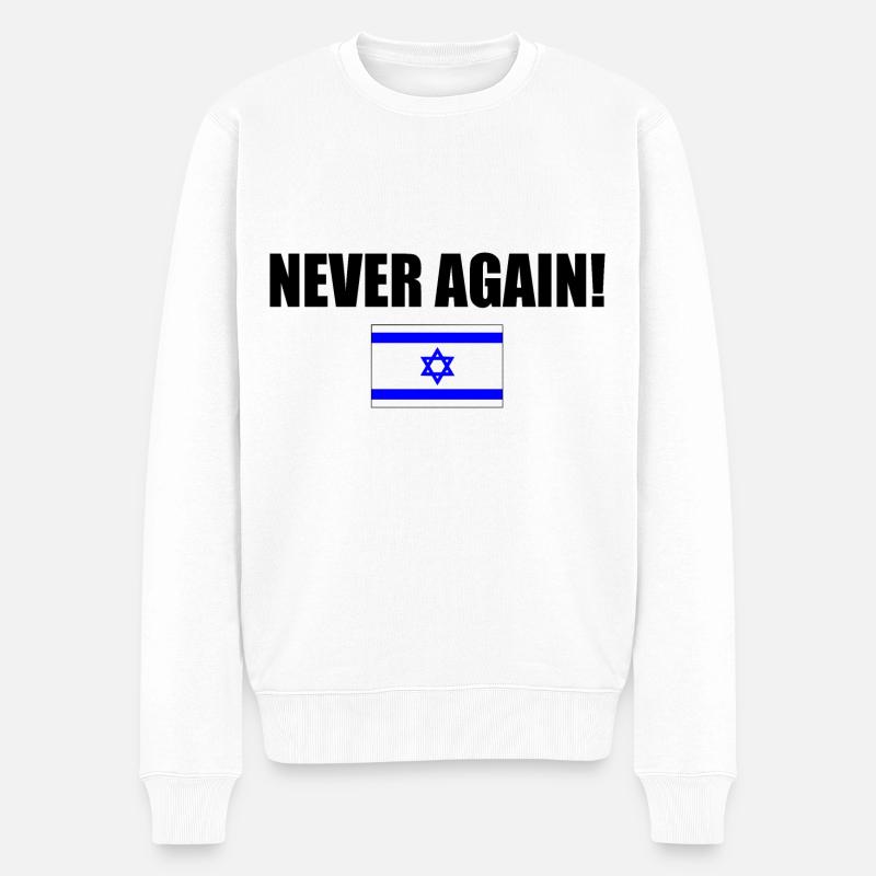 Never again - israel - Männer Premium Bio Pullover - Weiß
