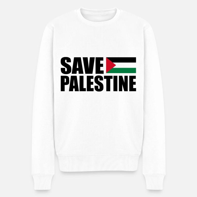 Save palestine - Männer Premium Bio Pullover - Weiß