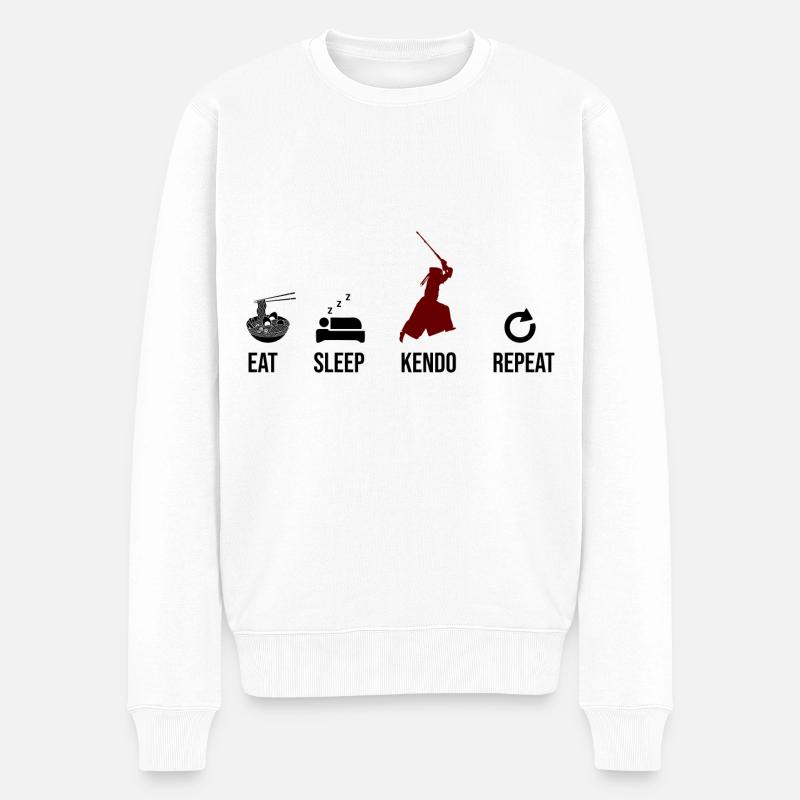 Japanischer Schwertkampf Kendo - Männer Premium Bio Pullover - Weiß