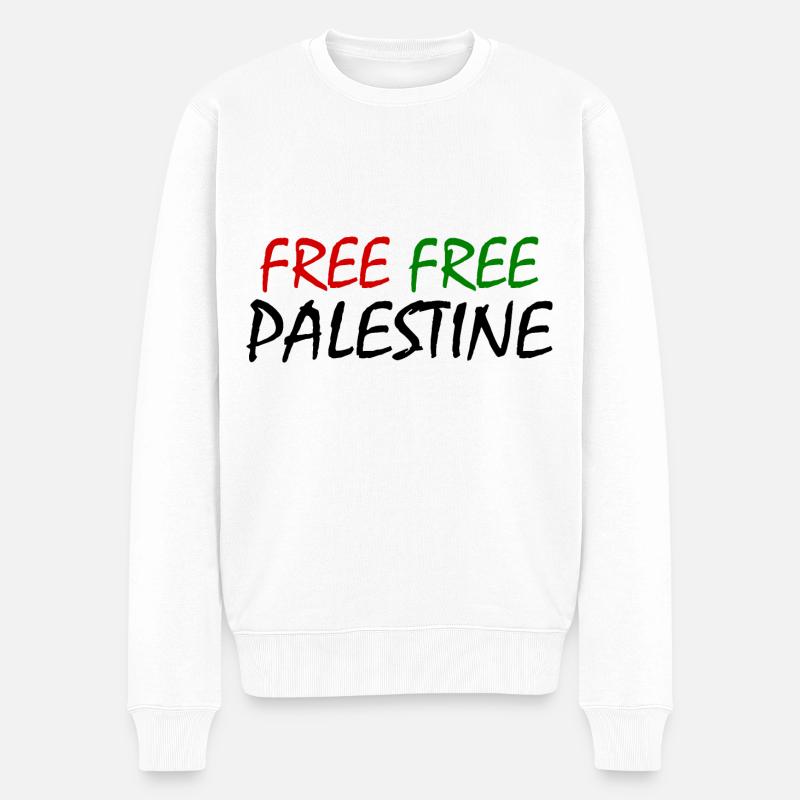Free palestine - Männer Premium Bio Pullover - Weiß