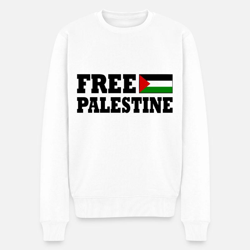 Free palestine - Männer Premium Bio Pullover - Weiß