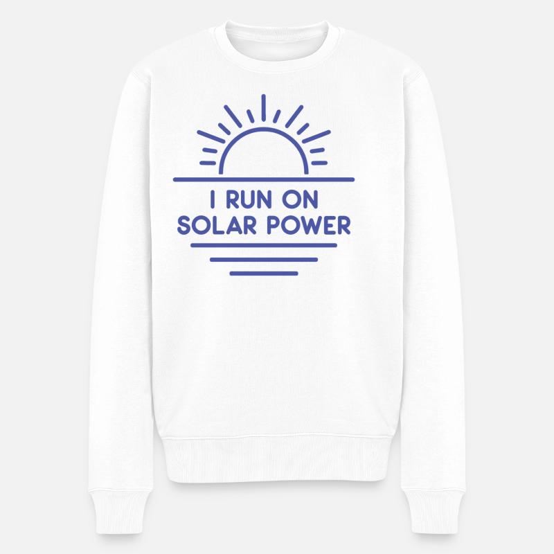 Ich fahre mit Solarenergie - Männer Premium Bio Pullover - Weiß