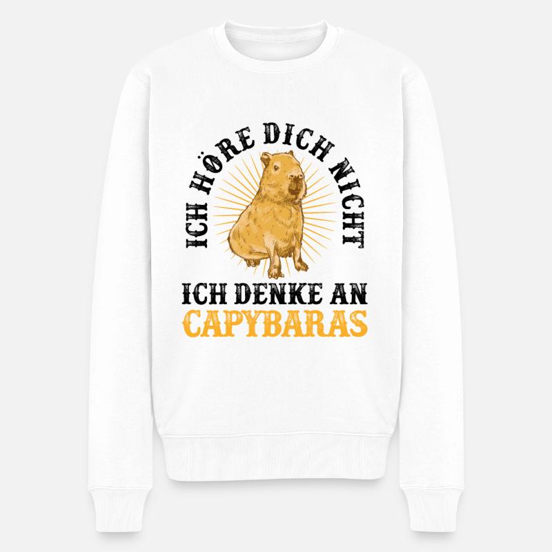 Ich habe an Capybaras gedacht Wasserschwein - Männer Premium Bio Pullover - Weiß