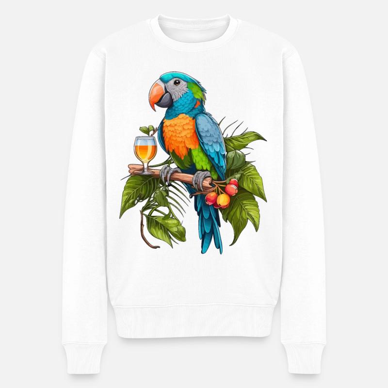Papageien-Party - Männer Premium Bio Pullover - Weiß