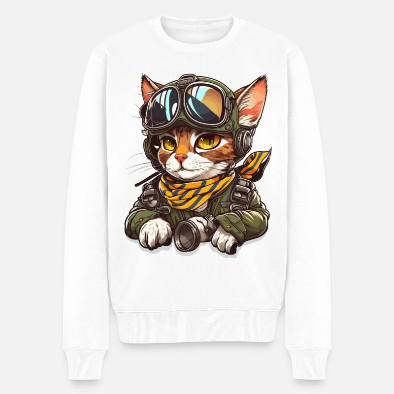 Katzenfliege - Männer Premium Bio Pullover - Weiß