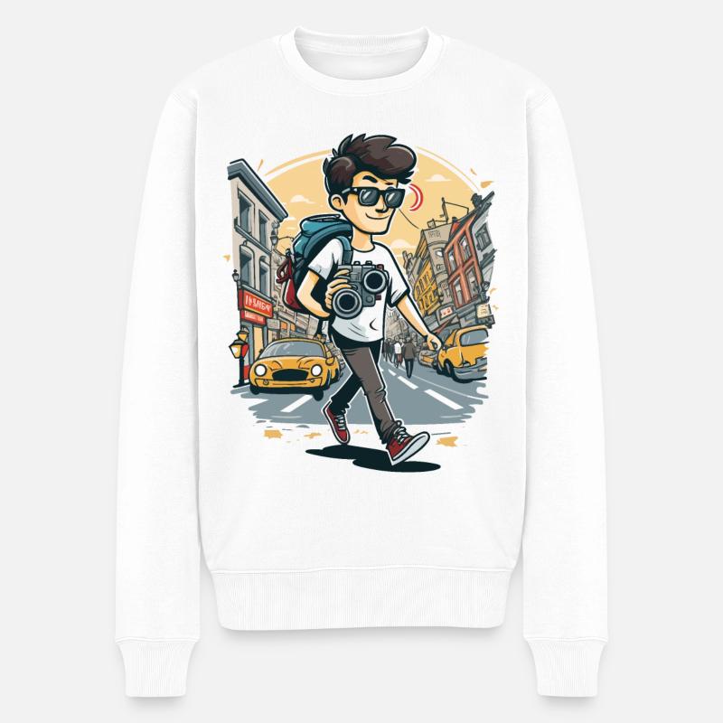 Der urbane Fotograf - Männer Premium Bio Pullover - Weiß