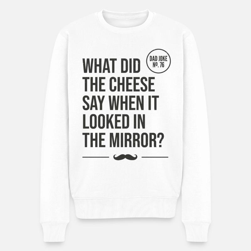 Halloumi - Papa Witz - Männer Premium Bio Pullover - Weiß