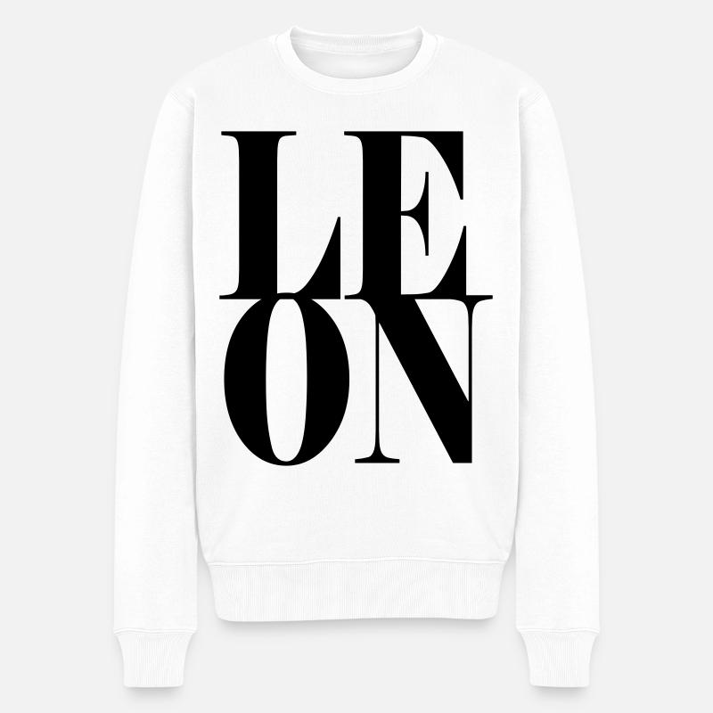 Leon Name Vorname Moderne Schrift Wort Art - Männer Premium Bio Pullover - Weiß