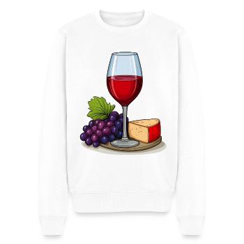 Rotwein mit Käse - Männer Premium Bio Pullover - Weiß - Vorne - Thijin (182cm)
