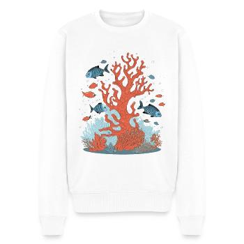 Korallenriff mit Fischen im Meer - Männer Premium Bio Pullover - Weiß - Vorne - Thijin (182cm)