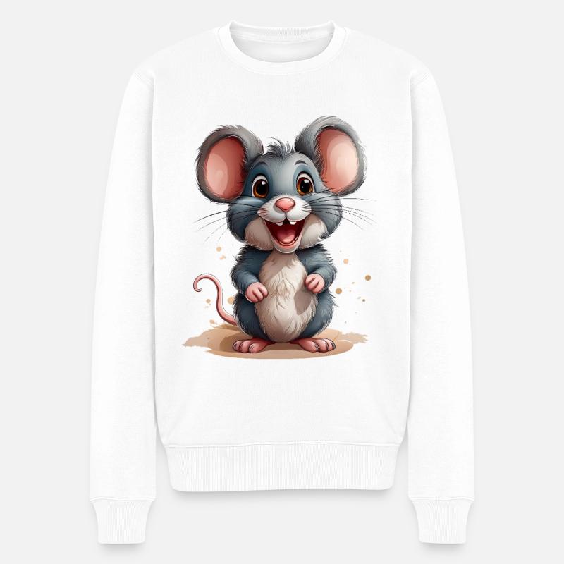 Souris folle mignonne - Pull Premium bio Homme - blanc