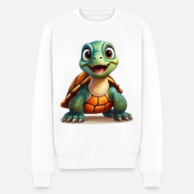 Schildkröte - Männer Premium Bio Pullover - Weiß
