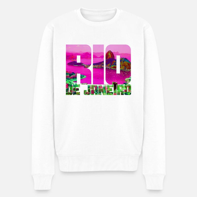 Rio de Janeiro Brésil - Pull Premium bio Homme - blanc