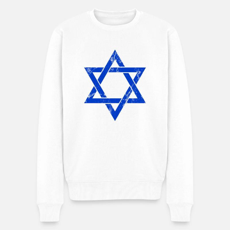 Israel Davidstern Flagge - Männer Premium Bio Pullover - Weiß