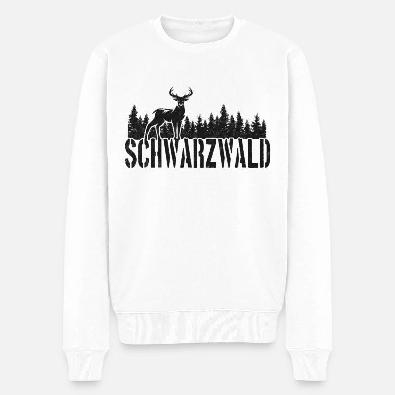 Schwarzwald Hirsch Wald - Männer Premium Bio Pullover - Weiß