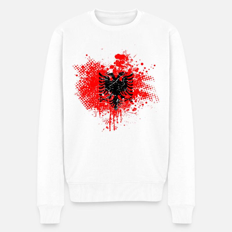 Albanien Flagge - Männer Premium Bio Pullover - Weiß
