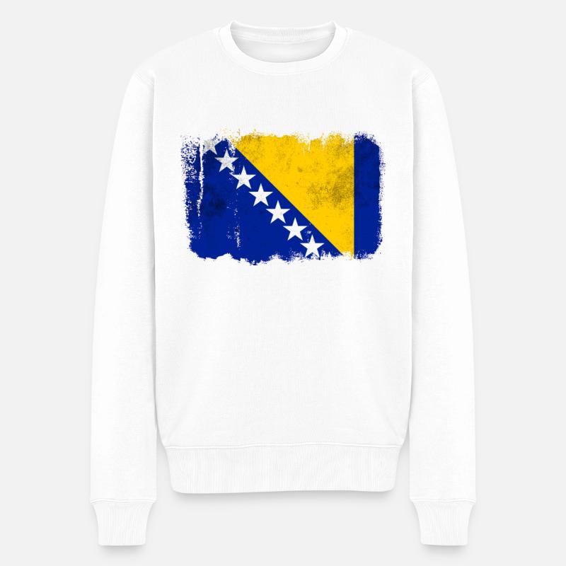 Bosnien Flagge - Männer Premium Bio Pullover - Weiß