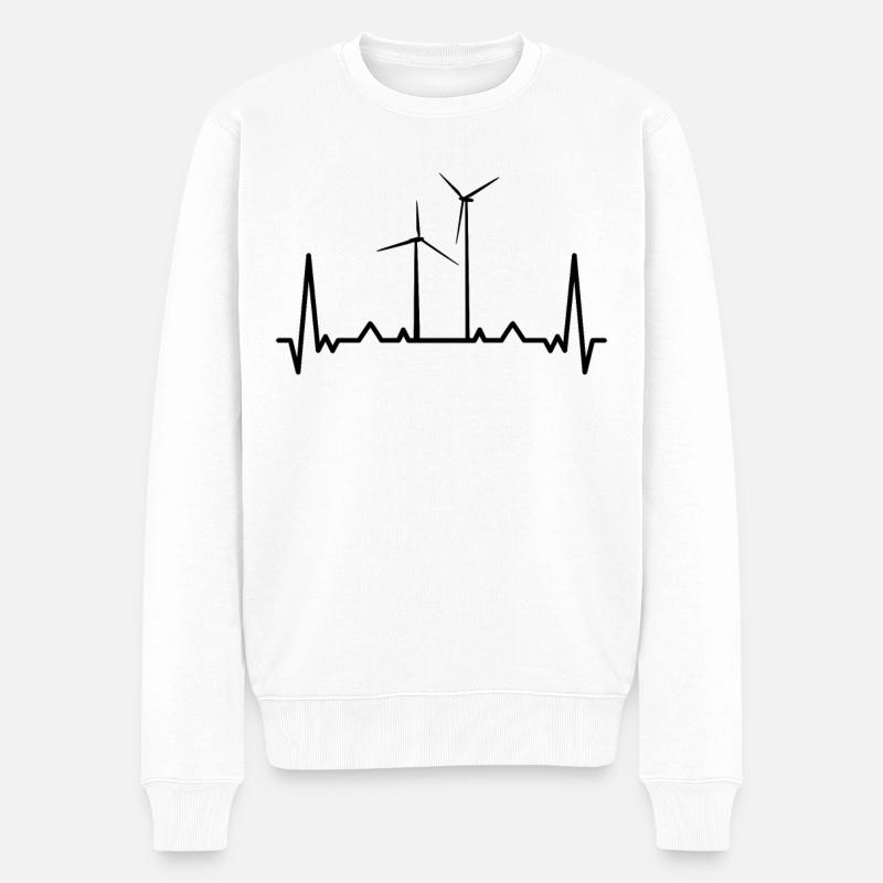 Herzschlag Windpark Windrad Windkraft Windmühle - Männer Premium Bio Pullover - Weiß