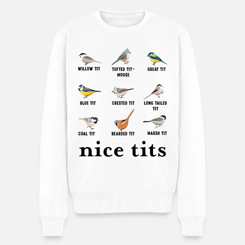 Nice bryster jul sjov gave til fuglekiggeri - Økologisk premium-sweatshirt til mænd - hvid