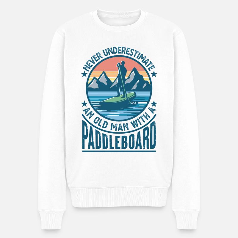 Old Man with Paddleboard Paddleboarding Gift Dad - Men's Premium Organic Jumper - white