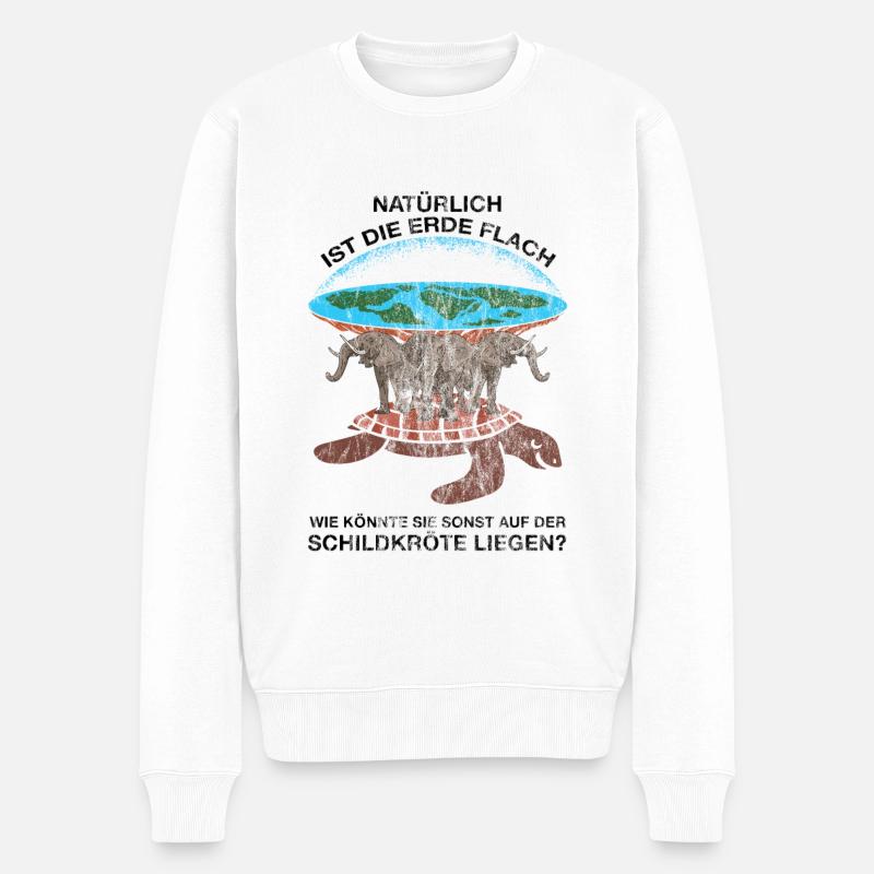 Flat Earth - Männer Premium Bio Pullover - Weiß