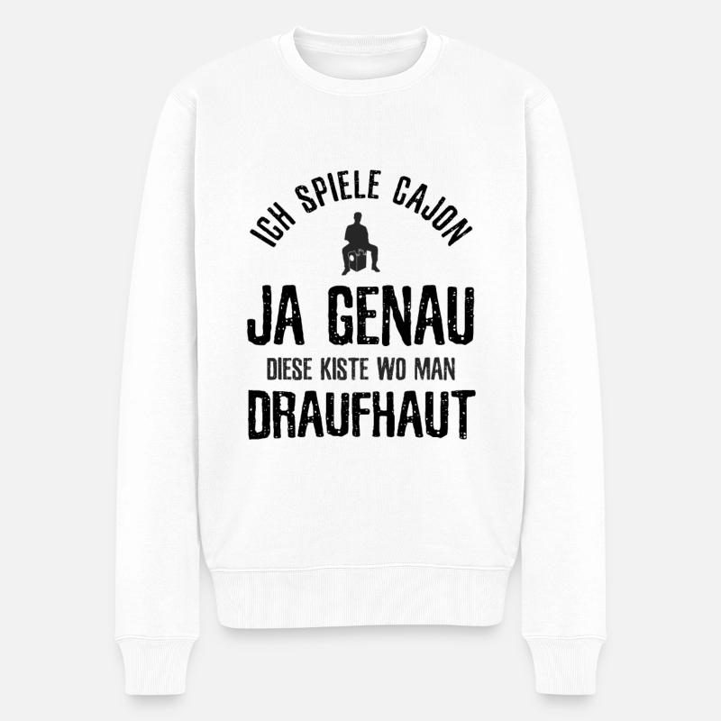 Cajon Cajon Drummer - Männer Premium Bio Pullover - Weiß